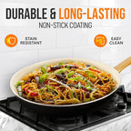 NutriChef 10" Medium Ceramic Fry Pan - Non-Stick Ceramic Coated Skillet with Stylish Titanium Handle, Durable, Easy to Clean, Professional Cookware