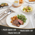 WDF 180 Pieces Silver Plastic Silverware - Silver Plastic Cutlery - Fancy Plastic Silverware Heavy Duty - 60 Forks 60 Knives 60 Spoons - Disposable Plastic Utensils Perfect for Party/Wedding/Christmas