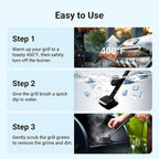 ThermoMaven BBQ Grill Brush Bristle Free - 17" Safe Steam Grill Cleaner Brush with Scraper and 3 Brush Heads for Porcelain/Gas/Charcoal Grill Outdoor Grill Barbecue Cleaner