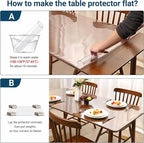 36 x 60 Inch Clear Table Cover Protector Rectangle, 2.0mm Transparent Plastic Table Protector Waterproof, Anti-Scratch Clear Desk Mat for Office Desktop Dresser Dining Table, FDA Compliant