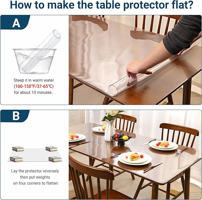 Clear Table Cover Protector Rectangle 36 x 48 Inch, 1.5mm Transparent Plastic Table Protector Waterproof, Anti-Scratch Clear Desk Mat for Office Desktop Dresser Dining Table, FDA Compliant