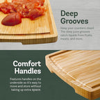 Bambüsi Wood Cutting Boards for Kitchen - Bamboo Cutting Board Set with Deep Juice Groove & Side Handles - Chopping Board Butcher Block for Meat, Vegetables, Charcuterie, Cheese, Serving, or Meal Prep