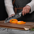 SENKEN 16-Piece Natural Acacia Wood Kitchen Knife Block Set - Japanese Chef's Knife Set with Laser Damascus Pattern, Includes Steak Knives, Kitchen Shears, Santoku, Cleaver & More (Wooden Handles)