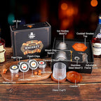 Whiskey Smoker Kit with Torch - 6 Flavors Wood Chips, 2 Rotatable Whiskey Glasses, 2 Ice Ball Molds - Cocktail Smoker Infuser Kit, Old Fashioned Smoker Kit, Birthday Gifts for Men, Dad(NO Butane)