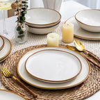 AmorArc Ceramic Dinnerware Sets,Handmade Reactive Glaze Stoneware Plates and Bowls Sets,Highly Scratch Resistant | Dishwasher & Microwave Safe Dishes Set,Service for 6 (18pc)