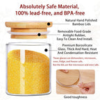 SLifeJars - Glass Jars with Bamboo Lids 16 oz, 12pcs Glass Food Storage Jars with Rewritable Labels, Bamboo Lid Jar for Kitchen Storage, Food Storage Containers with Lids for Herbs