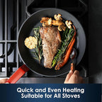 SENSARTE Nonstick Frying Pan Set 3-Piece, Oven Safe Skillets with Swiss Coating, Induction Compatible Chef Pan Set, Dishwasher Safe Cooking Pans, PFOA PFOS Free, 8, 10 and 12 Inch