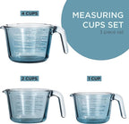 COOK WITH COLOR Glass Measuring Cups - Ideal for Cooking and Baking, Blue