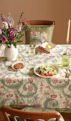 patdrea Designer French Rectangle Table Cloth,Vintage Linen Durable Leaves Pattern Floral Extra Long Tablecloth,Decor Table Cover for Kitchen Dining,Christmas,Thanksgiving,67"x118"-Cecilia a