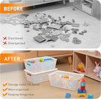 Plastic Storage Baskets With Lid, Storage Bins for Organizing, Stackable Decorative Containers for Shelves Drawers Desktop Closet Playroom Classroom Office, 8 Pack-White