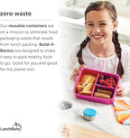 LunchBots Build -a- Bento Lunch Box, Silicone Bento Box for Kids, Multi-Compartment Lunch Container, Oven & Dishwasher Safe, BPA Free, 32 oz - Tie Dye Dark Blue