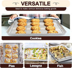 TeamFar Baking Sheet with Rack Set (3 Pans + 3 Racks), 17.6/12.5/10.5 Inch Stainless Steel Cookie Sheet Baking Pans Tray and Cooling Racks for Cooking Roasting, Non-Toxic & Heavy Duty, Dishwasher Safe
