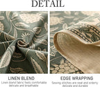 ISAENNE Designer Grayish Green Linen Small Tablecloth Rectangular,Floral Stain Resistant Table Cloth,Fall Vintage Decor Tablecloths for Dining Thanksgiving Kitchen Party,55"*71"-Andrew A