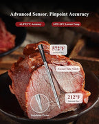 Wisebee Meat Thermometer Digital Wireless, 328FT Dual Probes Food Thermometer Bluetooth Remote Monitoring for Cooking- BBQ, Grill, Oven, Smoker