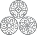 SMARTAKE 3 Set Silicone Trivet Mats, Multi-Use Carved Trivet Mat, Insulated Non-Slip Durable Kitchen Mats, Flexible Modern Kitchen Table Mat, for Hot Dishes, Pots, Dining Countertop, Grey, STM413H