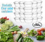Mr Miracle Clear 48 Ounce Plastic Salad Bowls with Snap-On Lids. Pack 50. Airtight Disposable Salad Containers for Lunch, Meal Prep, Parties. Ideal as Disposable Salad Bowls with Lids