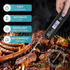 Ultrean Digital Meat Thermometer for Cooking,Ultra-Fast Instant Read Food Thermometer with Backlight,Foldable Probe,Waterproof Kitchen Thermometer for BBQ,Grill,Fry,Oven,Candy Making
