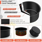 Onader Small Mini Round Cake Pan, 4 Inch Smash Cake Bake Pans Sets of 3 for Baking, Stainless Steel Baking Tins for Birthday Wedding, Nonstick