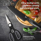 Kitchen Knife Set with Block, 7 Pieces Chef Knives, Scissor, for Meat/Vegetables/Fruits Chopping, Slicing, Dicing&Cutting