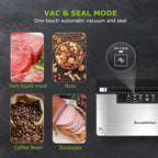 Bonsenkitchen Vacuum Sealer Machine, Powerful Stainless Steel Food Sealer with 5 Modes, Built-in Cutter & Bag Storage,Globefish Technology for High-Speed Continuous Working, Include 1 Bag Roll
