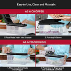 Fullstar All-in-1 Vegetable Chopper and Mandoline Slicer for Kitchen - Cheese Grater, French Fry Cutter, Cheese Slicer - Bonus Handheld Spiralizer Included (4 in 1, Black)