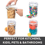 Oggi 4pc Clear Canister Set with Clamp Lids Airtight Containers in Sizes Ideal for Kitchen & Pantry Storage of Bulk, Dry Foods Including Flour, Sugar, Coffee, Rice, Tea, Spices & Herbs (Pack of 3)