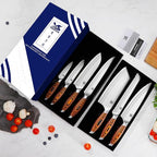 MSY BIGSUNNY 7-PCS Kitchen Knife Set, German Stainless Steel for Chef Knife Set with Pakkawood Handle, Perfect Cutlery Set Gift