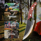Huusk Viking Knives Hand Forged Boning & Chef Knife - Full Tang Japanese Blade with Sheath - Butcher Meat Cleaver - Camping & Kitchen Christmas Gifts for Men and Women