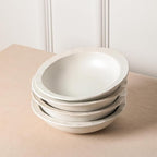 Stone Lain Oasis 24-Piece Dinnerware Set Stoneware, Dishwasher and Microwave Safe Plates and Bowls Set, Dish Set for 8, White