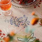 patdrea Designer French Linen Small Square Table Cloth,Vintage Red Floral Breathable Tablecloth,Dacorative Table Cover for Kitchen Dining,Christmas,Holiday,Thanksgiving,Tea Party,55"x55"-Newmari