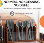 Party Solids Silver Plastic Silverware Heavy Duty 150 Pieces Silver Plastic Cutlery Sets, Utensil Sets, 50 Of Each Forks, Knives & Spoons Disposable Cutlery Set, Flatware Set For Party Supplies