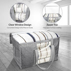 BALEINE 6-Pack Oversized Moving Bags with Reinforced Handles, Heavy-Duty Storage Tote Moving Supplies for Packaging, Camping (Gray w/Window, 6-Pack)