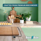 SlidingSusan Cheese Cutting Board - 11” Beech Wood with Silver Stainless Steel Slicer - Charcuterie Block for Hard & Soft Cheeses, Butter, Meat – Heavy Duty Handheld Kitchen Tool