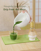 ZENS Matcha Whisk Set, 6pcs Matcha Kit Includes Ceramic Bowl, Handcrafted Bamboo Whisk and Chasen Holder, Scoop, 304 Sifter & Tea Mat，Matcha Set for Tea Ceremony,Latte Making, White