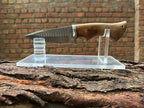 PAL 2000 KNIVES Acrylic Knife Display Stand Fixed Blade Knife Collection Display Stand Holder for Single Knife Rustic Cabin Home Decor (Clear Base) 3143