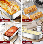 LIANYU 3 Pack Loaf Pans for Baking Bread 12 x 5 Inch, Stainless Steel Large Baking Pans Set, Deep Meatloaf Pans for Homemade Bread, Cakes, Sandwich, Solid & Durable, Dishwasher Safe