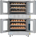 KoolMore 38 in. Full-Size Double Commercial Liquid Propane Convection Oven 108,000 BTU With Stacking And Casters in Stainless-Steel (KM-DCCO54-LPC)