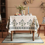 patdrea Designer Linen Vintage Blue Rectangle Tablecloth,Leaves Pattern Anti-Wrinkle Floral Table Cloth,French Decor Table Cover for Kitchen Dining,Christmas,Thanksgiving,Party,55"x87"-Ivar B