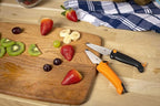 Kuhn Rikon Kinderkitchen Dog Knife Straight Blade, sharp enough to cut food but not small fingers, Orange