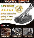 BBQ Grill Cleaning Brush, Heavy Duty Grill Cleaning Brush for Outdoor Grill, 3-Branch Stainless Steel Bristles Cleaner for Easier and Effective Clean, BBQ Tools for Gas/Charcoal Grilling Grates