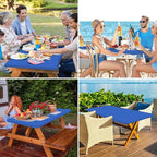 homing Rectangle Table Cloth Cover, Waterproof Polyester Elastic Fitted Tablecloth, Fits for 8 Foot Folding Tables, Washable Table Protector for Picnic, Camping, Outdoor (Blue, 36" x 96")