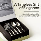 Luciella Tropea Flatware Set for 12, 65-Piece Premium 18/10 Stainless Steel Silverware Set with Serving Utensils, Modern Mirror Finish, Rust Resistant, Dishwasher Safe