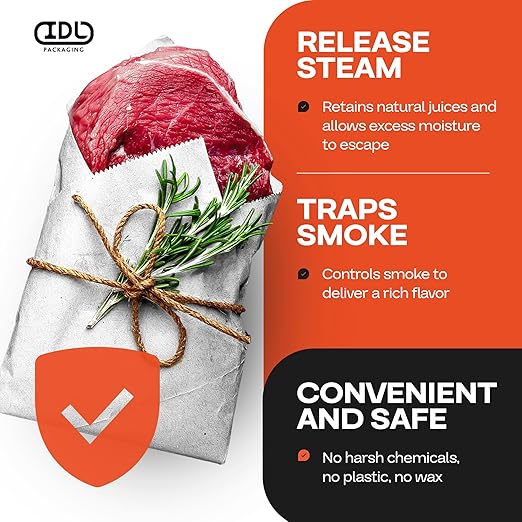 White Butcher Paper 36" x 2160" (180 feet) with Cutter - USA-Made Natural Butcher Paper Roll for Meat and Fish - Uncoated, Unwaxed & Food-Grade Material for Smoker, Grilling & BBQ by IDL Packaging