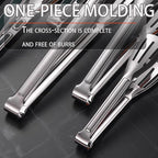 Stainless Steel Kitchen Tong Set - Anti-Slip Heat-Resistant Grip, Widened 3-Line Slotted Heads for Easy Clamping (Steaks, BBQ, Pasta, Salads), Easy Clean for Versatile Use Set of 3-11", Silver