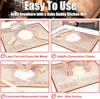 Silicone Baking Mat 36x24 Inch Nonstick Pastry Mat Perfect for Dough Mat, Pastry Board, Kitchen Counter Mat - For Dough, Pastry, Pie Crust, Fondant, Cookies, Bread, Pasta/Pizza, Red