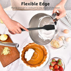 14in Extra Long Silicone Spatula: U-Taste 480ºF Heat Resistant Flexible Baking Mixer Scraper, Large Rubber Mixing Stirring Scraping Seamless Kitchen Turner Utensil for Nonstick Cookware (Black)