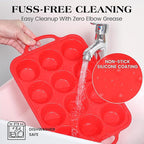 Regular 12 Cup and Mini 24 Cup Nonstick Cupcake Pan Set Silicone Muffin Pan for Baking Silicone Cupcake Mold with Metal Reinforced Frame BPA Free (2 Pcs, Red)