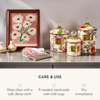 MACKENZIE-CHILDS Small Enamel Canister, Kitchen Storage Container for Flour and Sugar, 1.13 Liters, White Flower Market