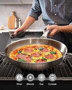 Tri-Ply Stainless Steel Frying Pans Set,PFOA&PTFE Free Skillets,Chef's Pan Set(8+10+12inch) Frying Pans for cooking,Induction Cookware Sets,Dishwasher and Oven Safe Kitchen set