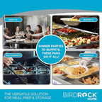 BIRDROCK HOME Stainless Steel Steam Table Pan - Hotel, Restaurant & Catering Supplies - 24 Gauge Steel, 1.2 qt Capacity - Meal Prep, Cooking, & Food Storage Container - 2.5" Depth, 1/6-Size (6 Pack)